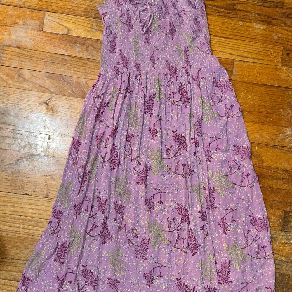 Kimchi Blue smocked Lavender Floral womens midi Dress Urban Outfitters